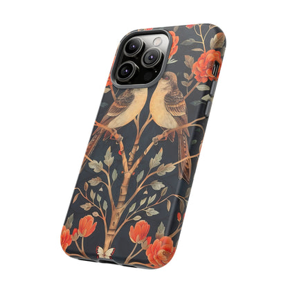 Floral Phone Case – Tough Cases with Bird Design, Unique Gift for Nature Lovers, Stylish Tech Accessory, Phone Cover, Artistic Case