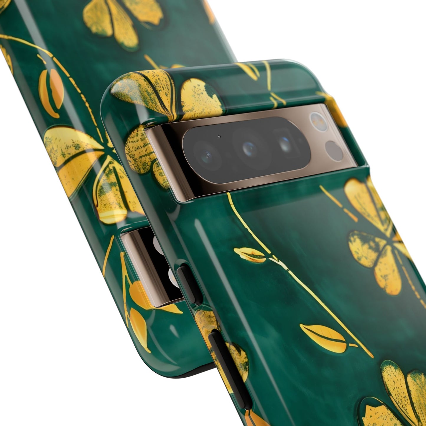 Floral Phone Case with Gold Accents, Tough Phone Cover, Stylish Phone Protector, Unique Gift for Her, Nature Lover Accessory