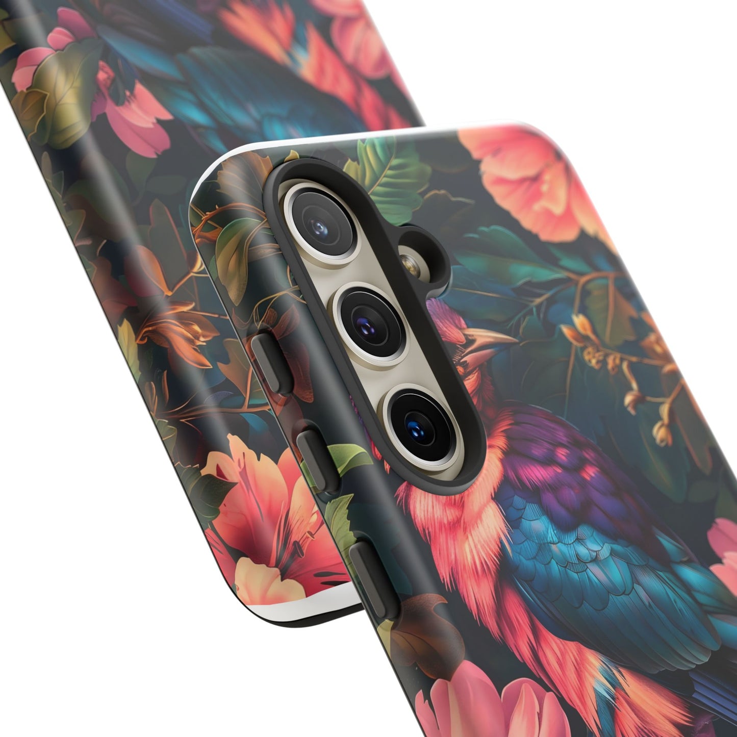 Tough Cases: Vibrant Tropical Bird Phone Case, Floral Smartphone Cover, Nature Lover Gift, Boho Phone Accessory, Cute Bird Case