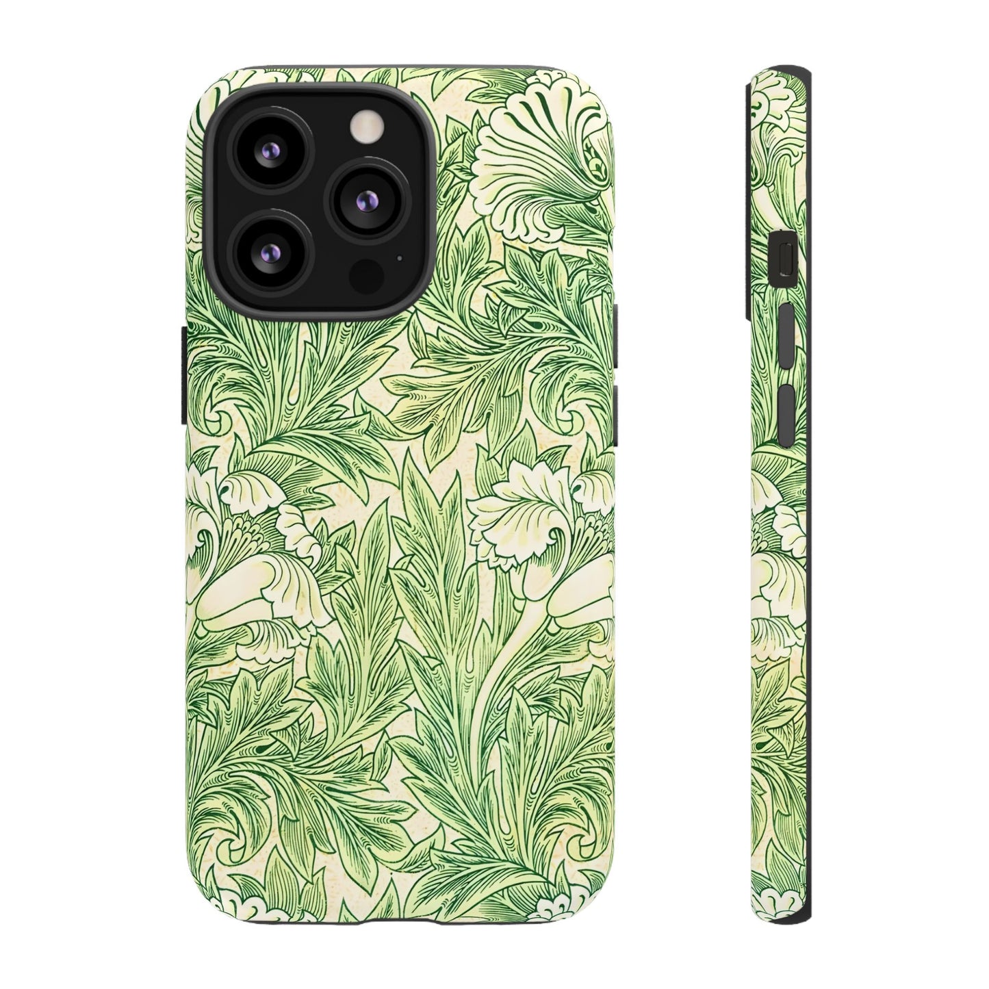 Green Floral Phone Case, Botanical iPhone Cover, Tough Phone Shell, Nature-inspired Gift, Eco-friendly Tech Accessory