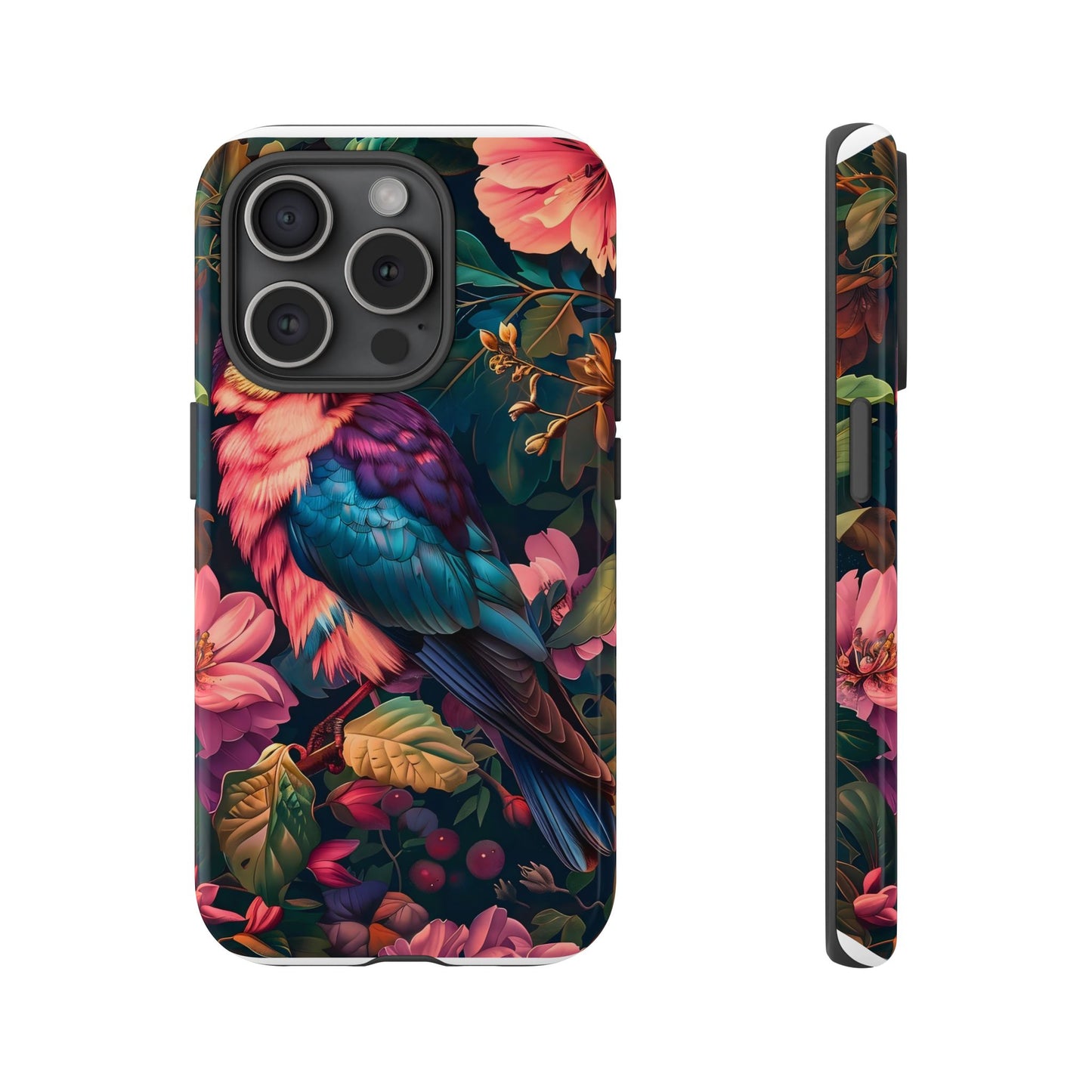 Tough Cases: Vibrant Tropical Bird Phone Case, Floral Smartphone Cover, Nature Lover Gift, Boho Phone Accessory, Cute Bird Case