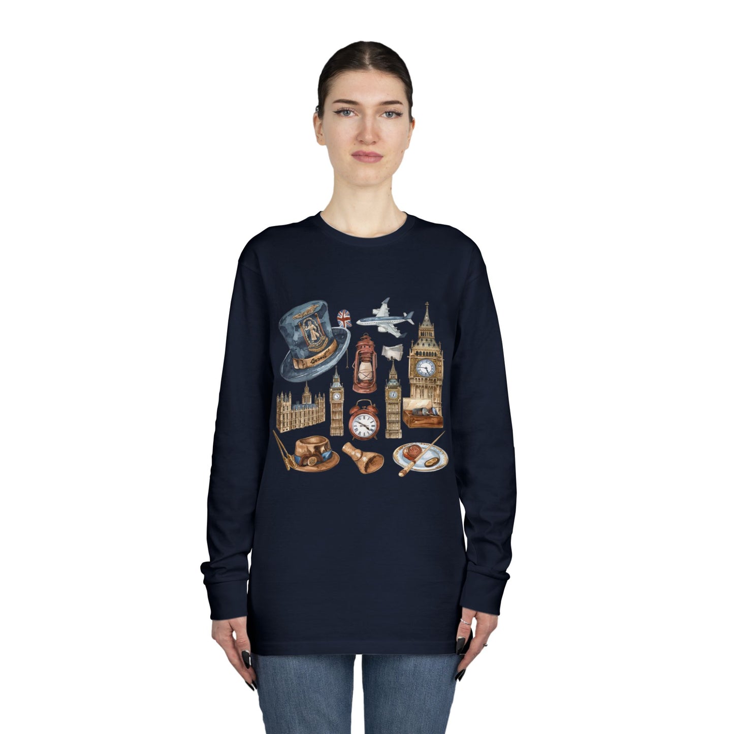 Long Sleeve Crewneck Tee - Historic and Iconic: England’s Finest Symbols