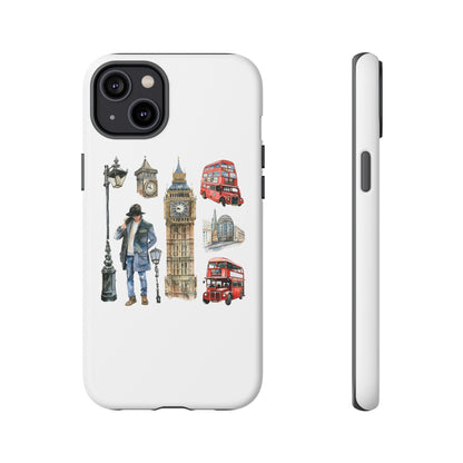 London Iconic Design Phone Case, Tough Cases, Gift for Travelers, London Souvenir, London Icons, Red Bus Phone Case