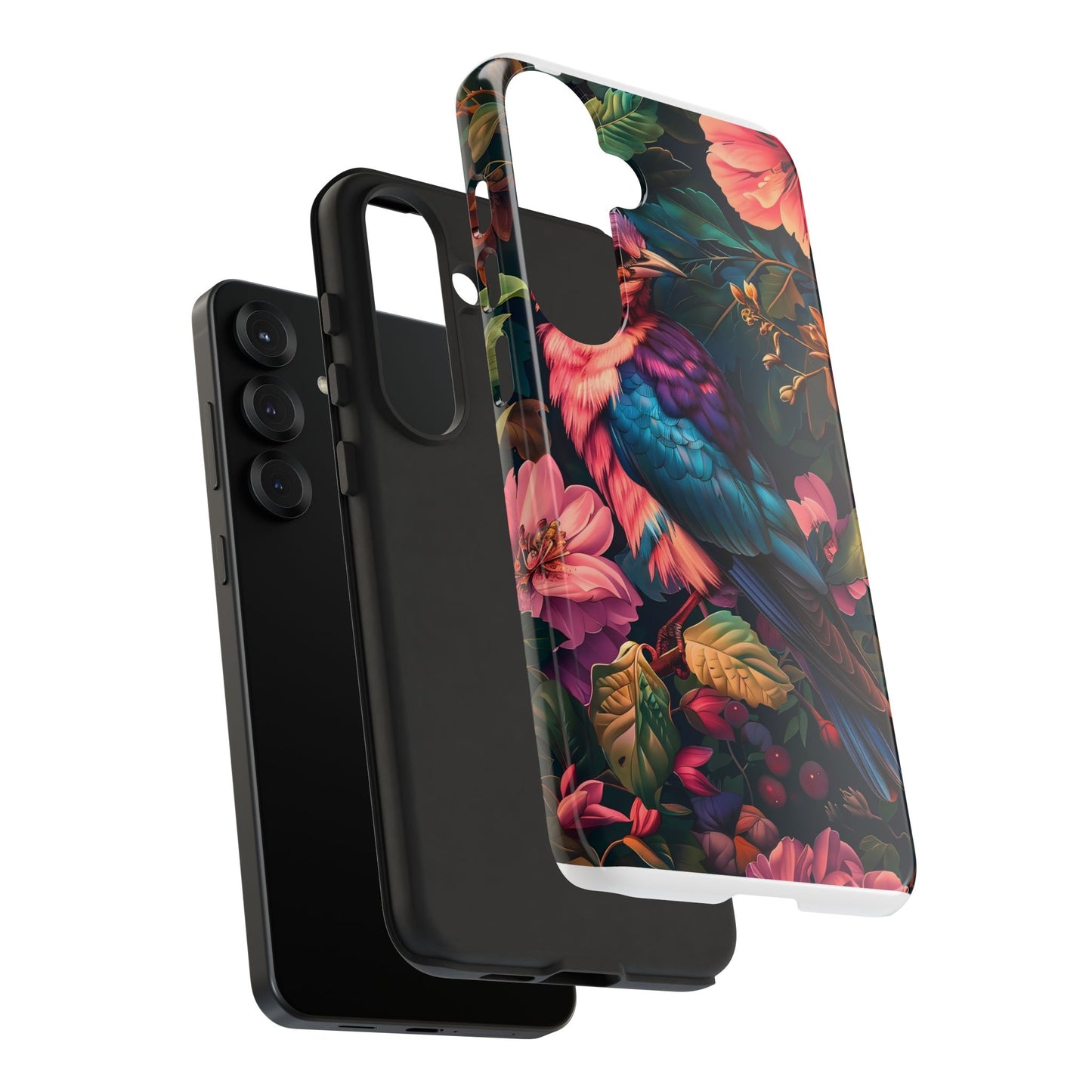 Tough Cases: Vibrant Tropical Bird Phone Case, Floral Smartphone Cover, Nature Lover Gift, Boho Phone Accessory, Cute Bird Case
