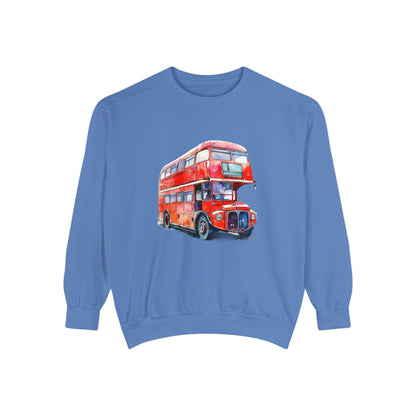 Unisex Garment-Dyed Sweatshirt Relaxed - London Transport Red Double-Decker Bus