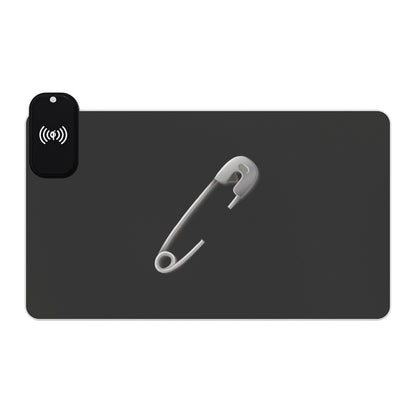 Silver Safety Pin - LED Wireless Gaming Mouse Pad with Charging Feature - Perfect for Gamers, Desk Accessories, Tech Gifts, Gaming Setup