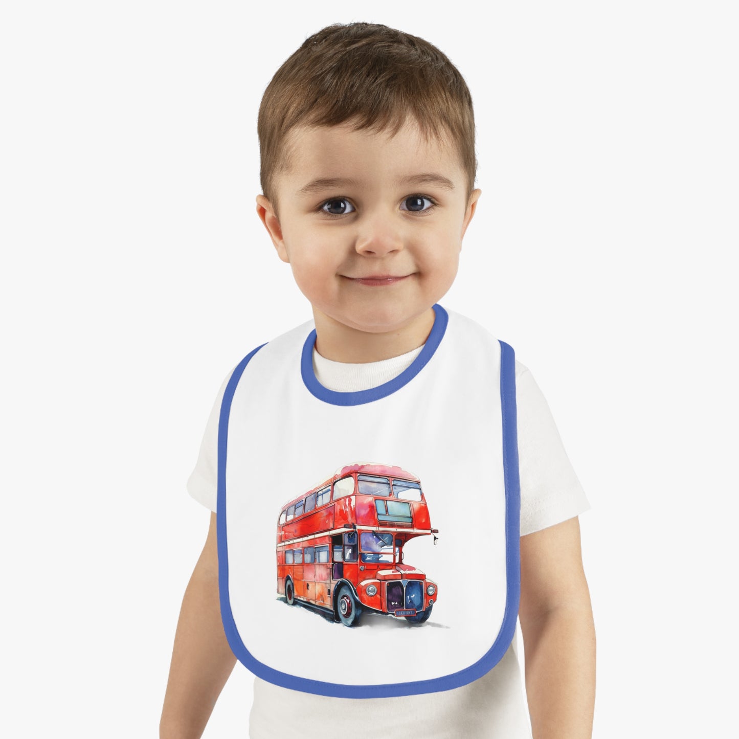 Cute Red Double-Decker Bus Baby Bib, Infant Feeding Bib, Baby Shower Gift, Toddler Accessory, Neat Mealtime Essential