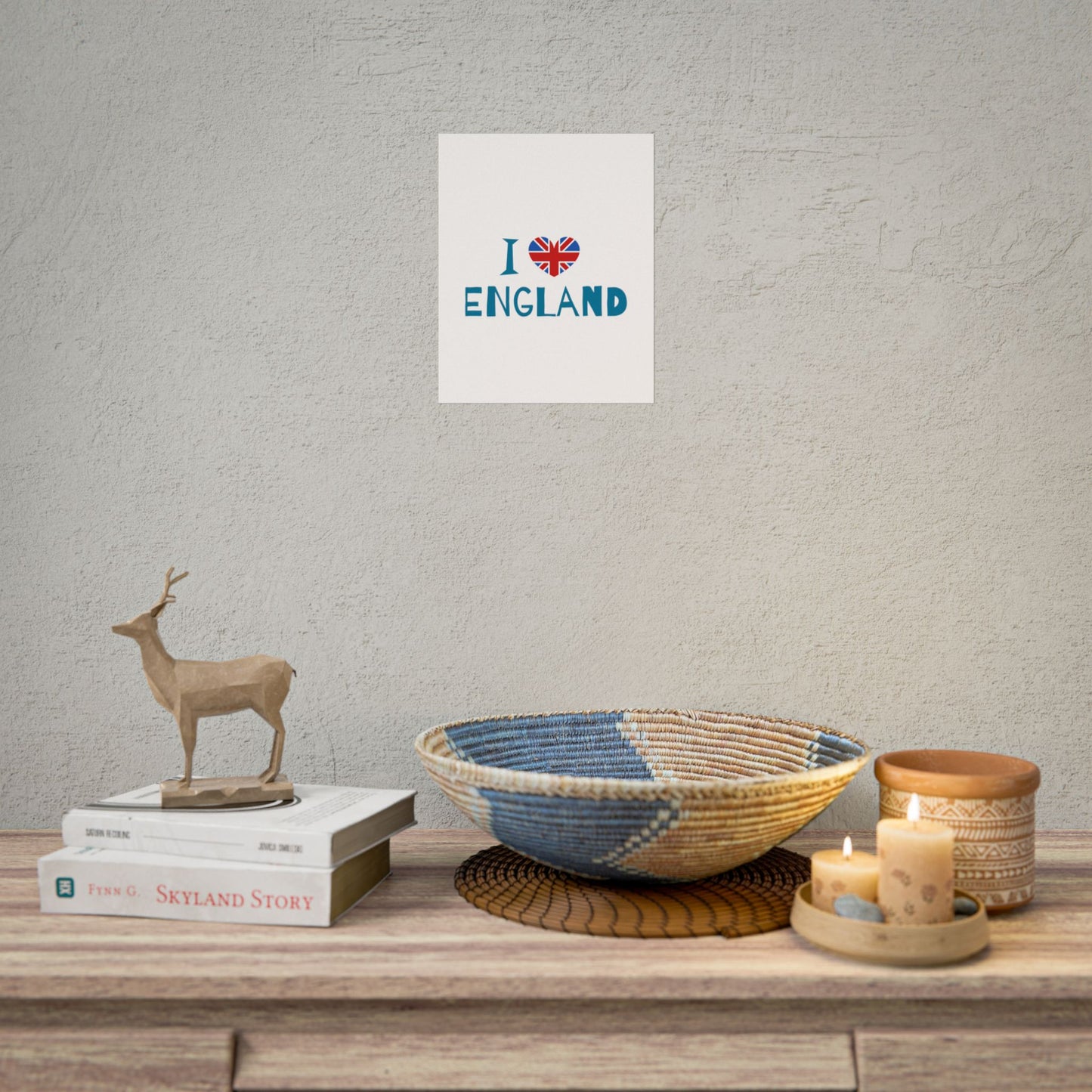 I Love England Rolled Poster - UK Travel Decor, Gift for Britains, Wall Art for Home, London Souvenir, Love England