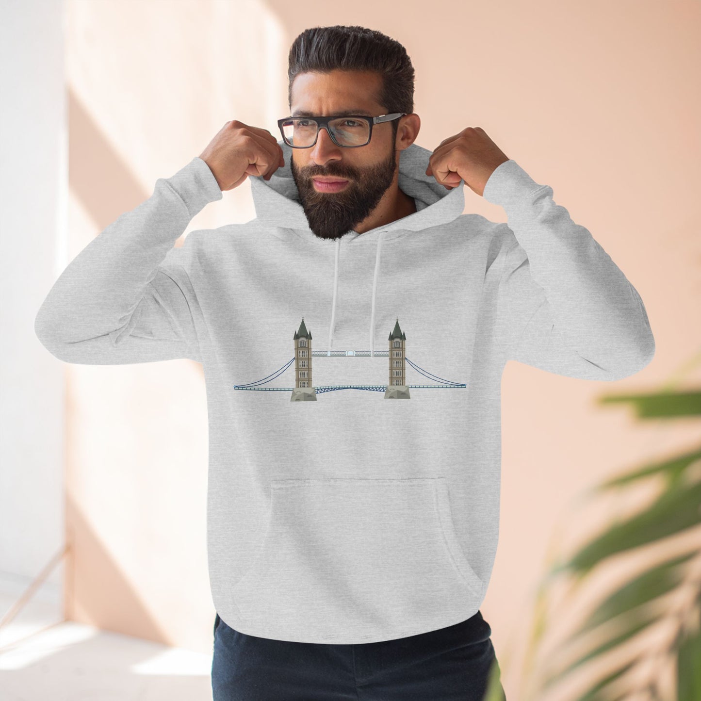 Tower Bridge - Iconic London Relaxed Three-Panel Fleece Hoodie