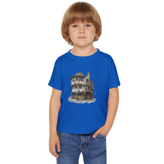 Toddler T-Shirt -  Vintage Watercolor Pub Scene Art Print - Cute Kids Graphic Tee