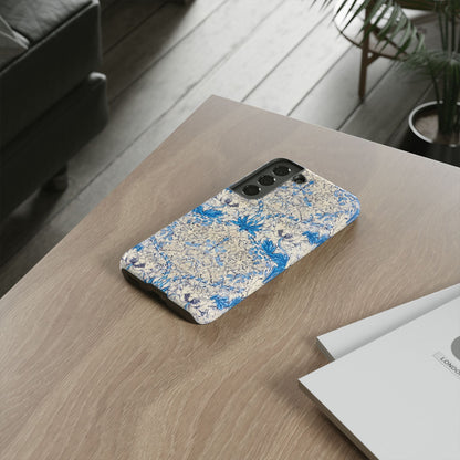 Elegant Floral Phone Case, Tough iPhone Cover, Stylish Mobile Protector, Blue Patterned Case, Unique Gift for Her