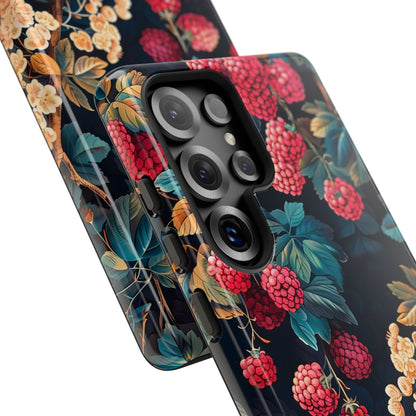 Floral Phone Case with Berry Design, Durable Phone Cover, Floral Print, Gift for Plant Lovers, Nature-Inspired Accessory