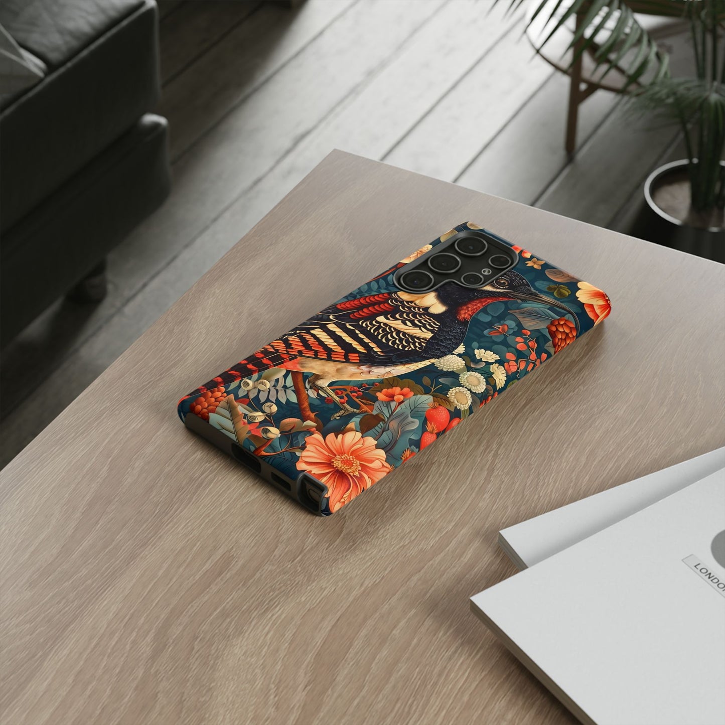 Nature-Inspired Phone Case with Floral Art, Tough Phone Cover, Protective Case, Gift for Nature Lovers, Unique Phone Accessory