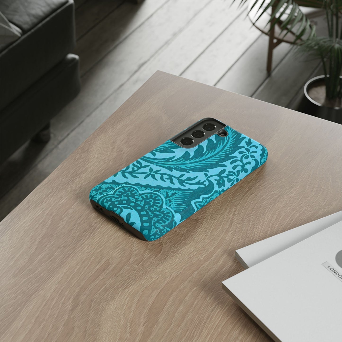Protective Phone Case with Elegant Teal Design, Tough Cases, Floral Phone Cover, Stylish Smartphone Protection, Gifts for Her, Trendy [...]