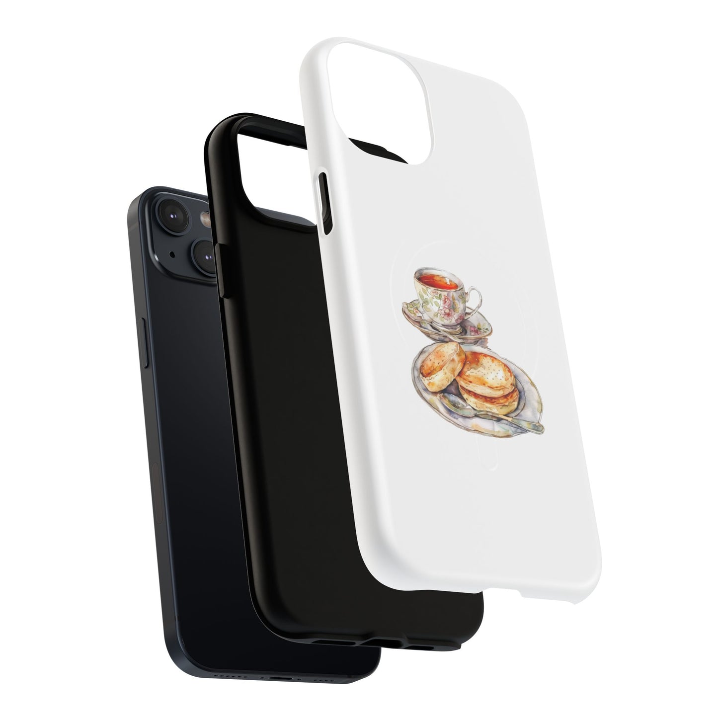 Tough Magnetic Phone Case with Tea and Biscuit Design, Cute Phone Cover, Gift for Tea Lovers, Phone Accessory, Holiday Gift