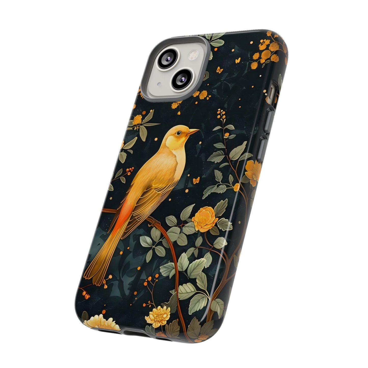 Floral Phone Case, Tough Cases with Bird Design, Nature Lover Gift, Stylish Protection, Birthday Present, Floral Phone Cover