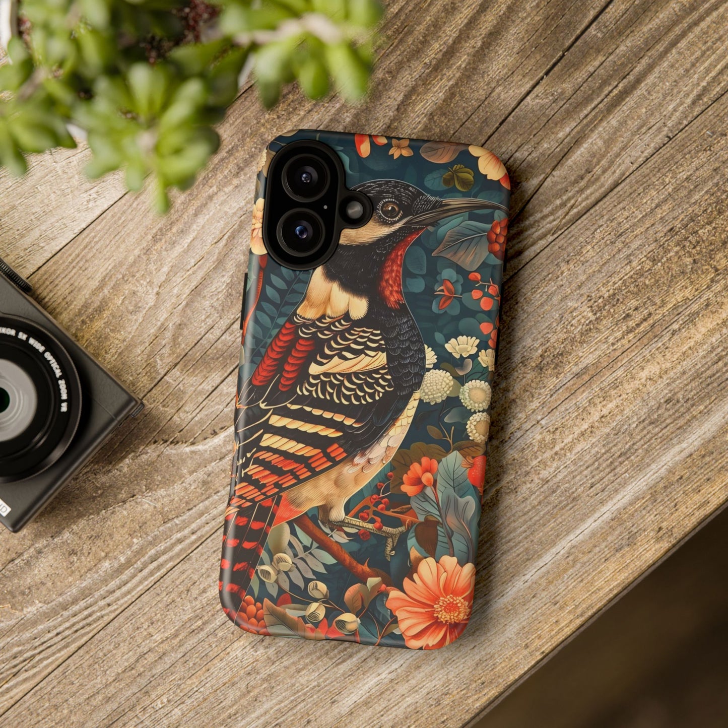 Nature-Inspired Phone Case with Floral Art, Tough Phone Cover, Protective Case, Gift for Nature Lovers, Unique Phone Accessory