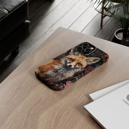 Fox Floral Phone Case, Tough Cases for Animal Lovers, Nature Themed Gift, Cute Phone Cover, Wild Fox Protector