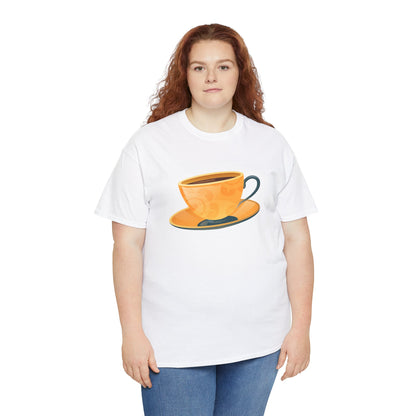 Unisex Heavy Cotton Tee - Elegant British Tea Cup - Classic Tea Time Style