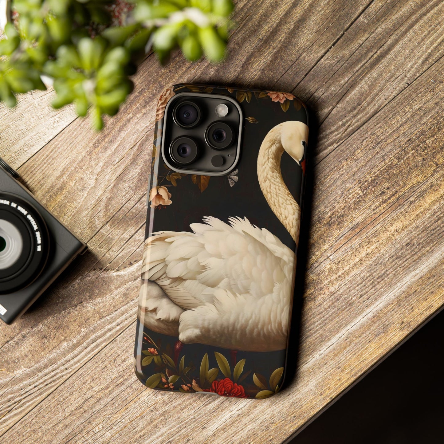 Elegant Swan Phone Case, Floral iPhone Cover, Tough Phone Case, Gift for Her, Nature Lover, Mother's Day, Birthday