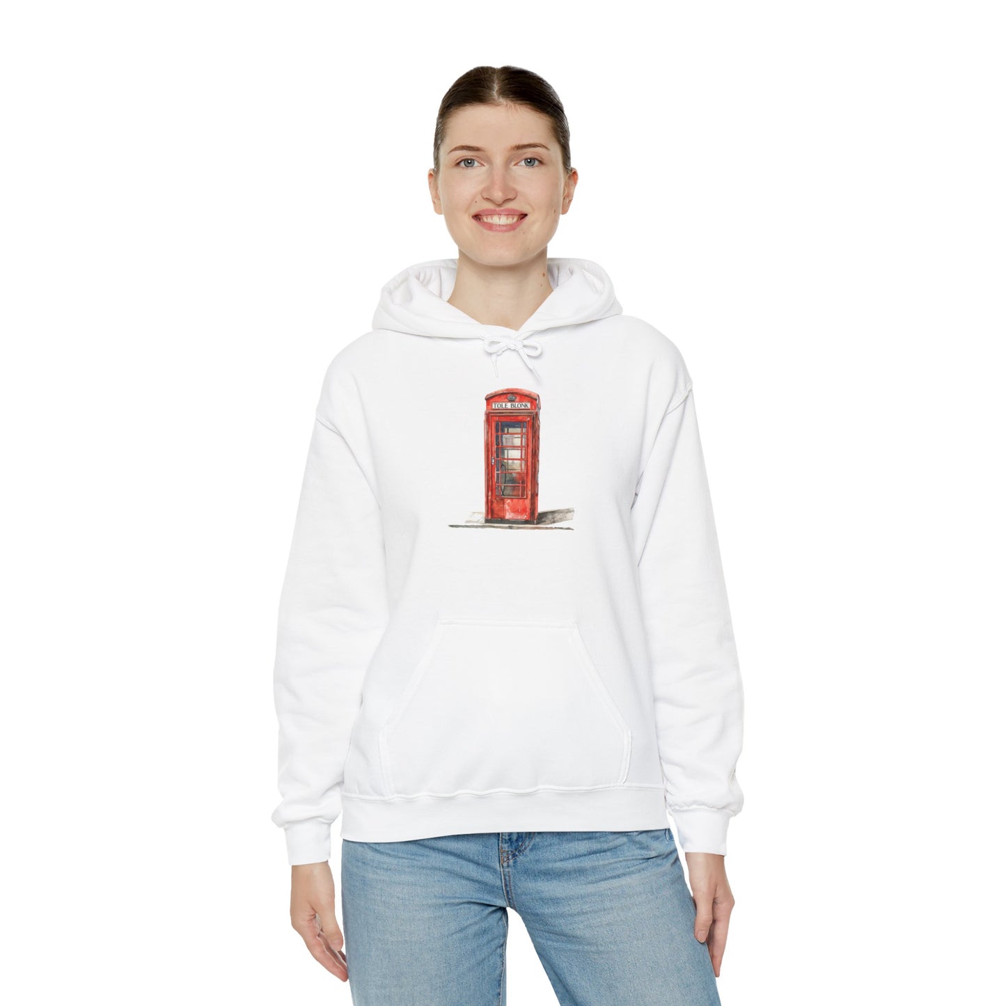 Unisex Heavy Blend™ Hooded Sweatshirt - Iconic British Public Telephone - Classic Red Phone Box Design