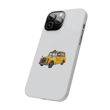 Vintage Yellow Taxi Slim Phone Case, NYC Taxi Accessory, Perfect Gift for Travelers, Phone Protection, Car Enthusiasts, Urban Style