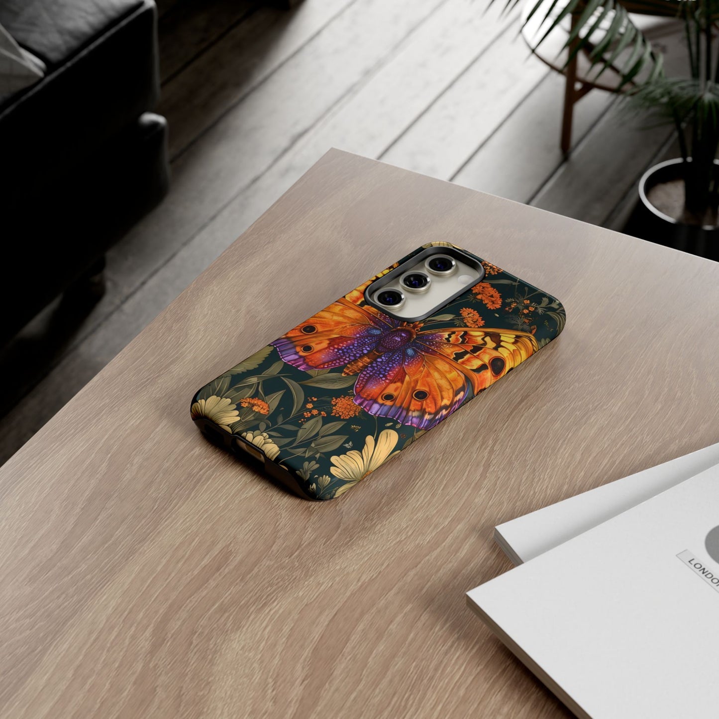 Butterfly Phone Case, Tough Cases for Nature Lovers, Vibrant Floral Design, Gift for Her, Cute Phone Accessories, Butterfly Artwork