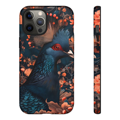 Vibrant Phone Case with Floral Peacock Design - Tough Cases, Artistic Phone Cover, Unique Gift for Nature Lovers, Stand Out Tech Accessory