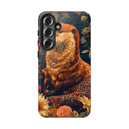 Otter Phone Case, Floral Otter Design, Tough Phone Cover, Nature Lover Gift, Cute Animal Accessories