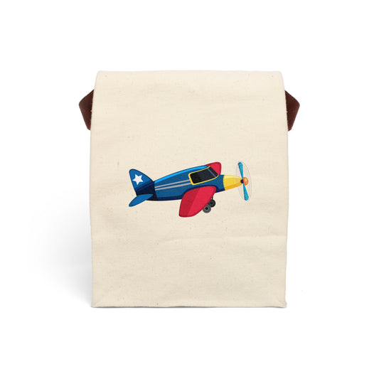 Vintage British Biplane Canvas Lunch Bag With Strap