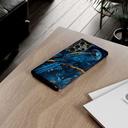Tough Cases - Vibrant Blue Parrot Phone Case, Tropical Bird Phone Cover, Nature Lover Gift, Eco-Friendly Accessories, Unique Wildlife Decor