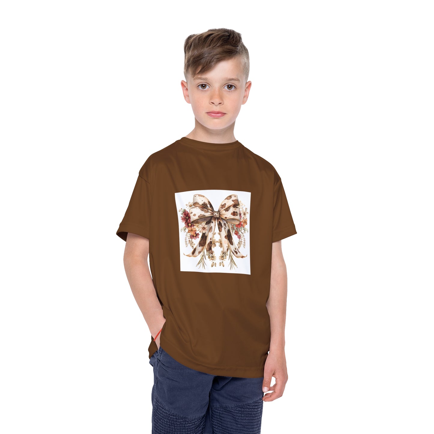 Kids Sports Jersey - Western Floral Bow with Cow Pattern Aesthetic