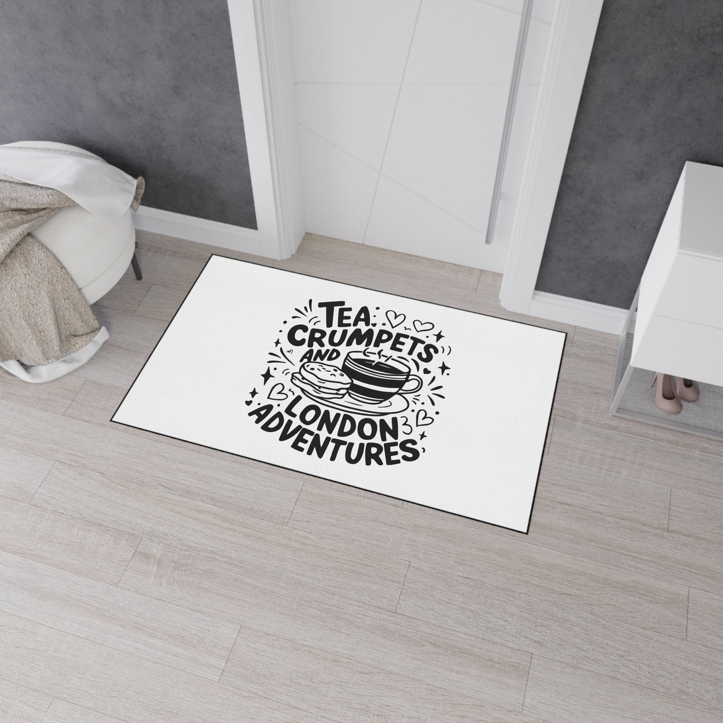 Tea & Crumpets Adventure Mat - Heavy Duty Floor Mat for Kitchen, Entryway, Dining Room, Gifts for Tea Lovers, Home Decor