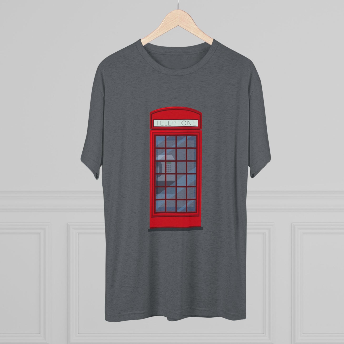 Iconic British Public Telephone - Classic Red Phone Box Unisex Tri-Blend Crew Tee