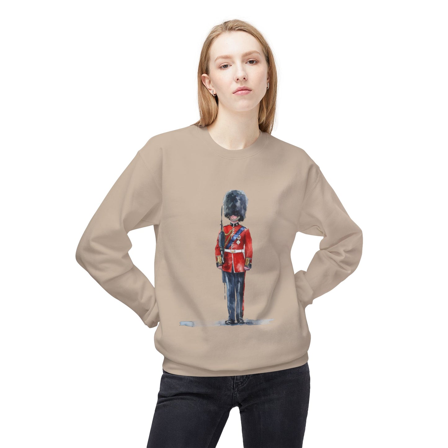 Unisex Midweight Softstyle Fleece Crewneck Sweatshirt - British Royal Guard - Iconic Symbol of Tradition and Honor