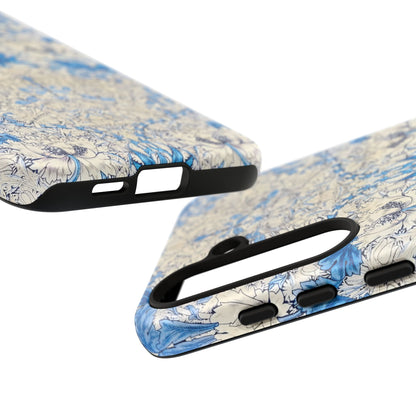Elegant Floral Phone Case, Tough iPhone Cover, Stylish Mobile Protector, Blue Patterned Case, Unique Gift for Her