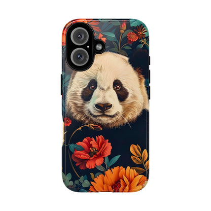 Panda Floral Phone Case, Tough Cases, Cute Animal Case, Floral Design, Gifts for Animal Lovers, Phone Accessories