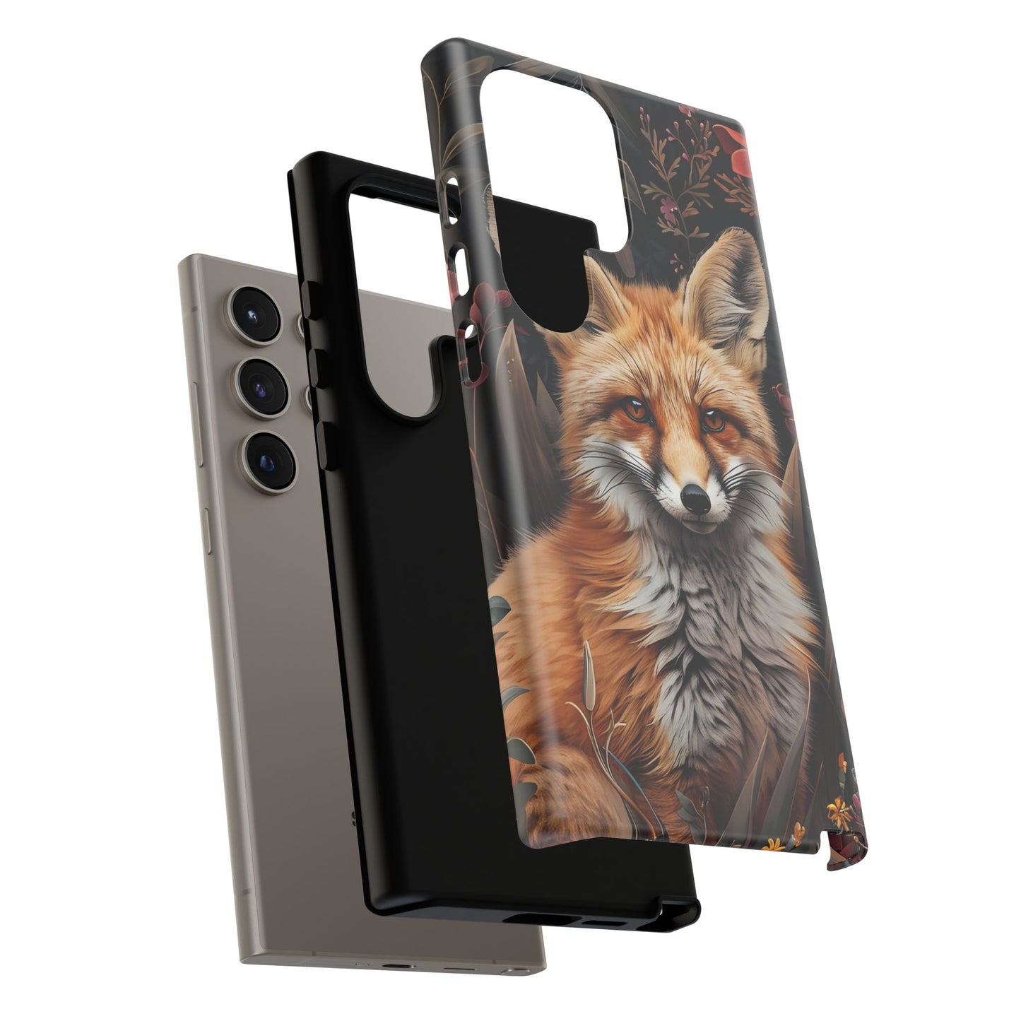Fox Floral Phone Case, Tough Cases for Animal Lovers, Nature Themed Gift, Cute Phone Cover, Wild Fox Protector