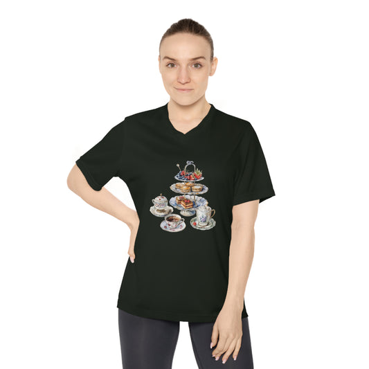 Women's V-Neck Performance T-Shirt - Gourmet Food Art Print for Kitchen Decor
