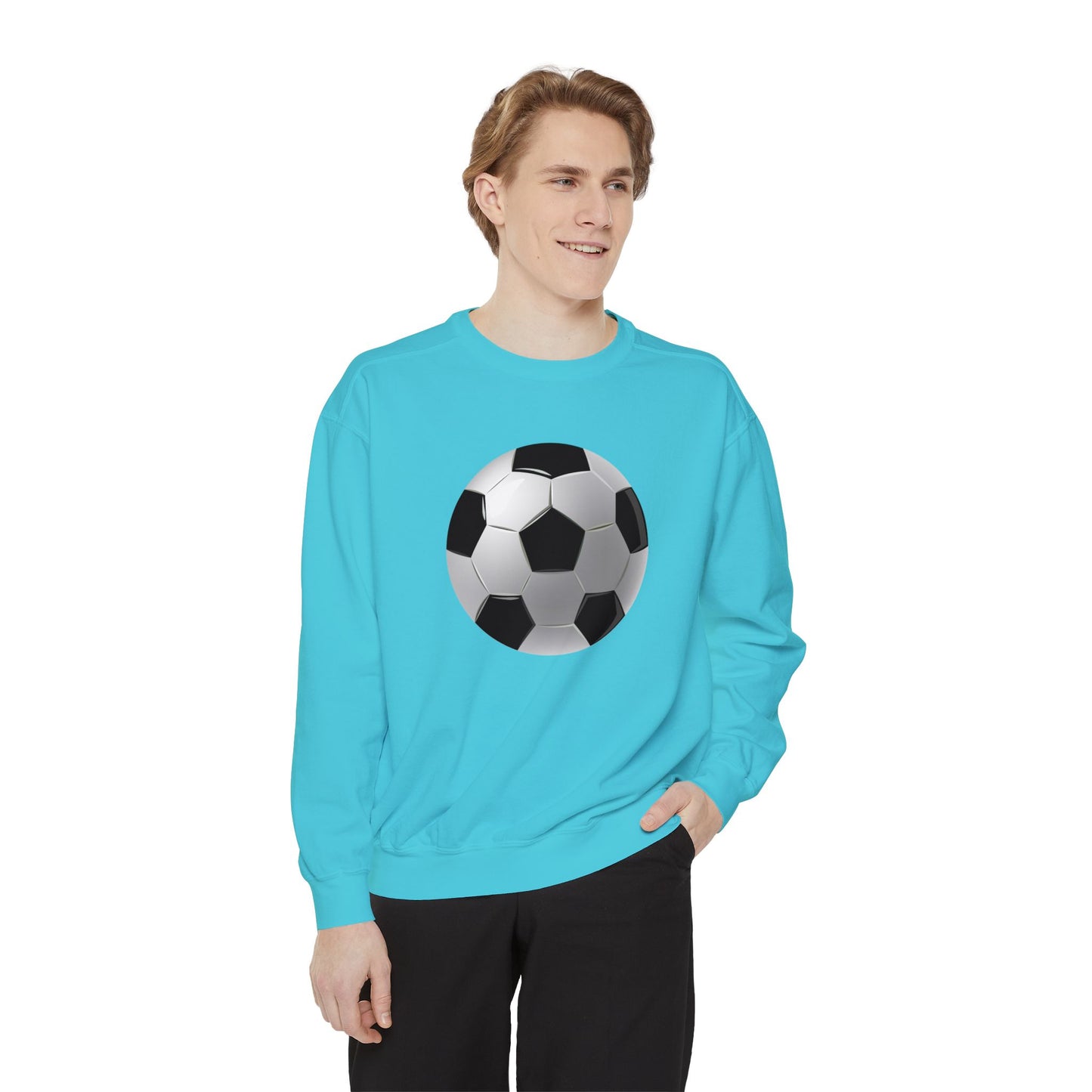 Unisex Garment-Dyed Sweatshirt Cozy - Energetic Football Sports Passion