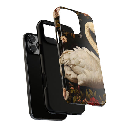 Elegant Swan Phone Case, Floral iPhone Cover, Tough Phone Case, Gift for Her, Nature Lover, Mother's Day, Birthday