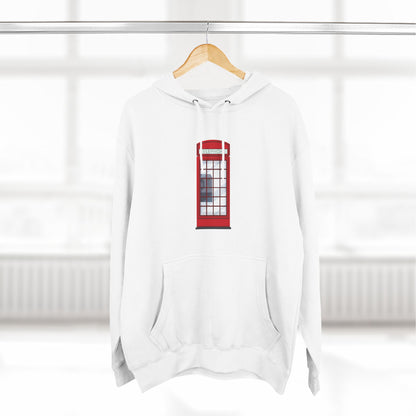 Iconic British Red Telephone Relaxed Three-Panel Fleece Hoodie