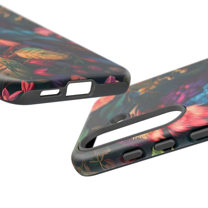Vibrant Phone Case, Tropical Bird Design, Tough Phone Cover, Floral Tech Accessory, Gift for Nature Lovers