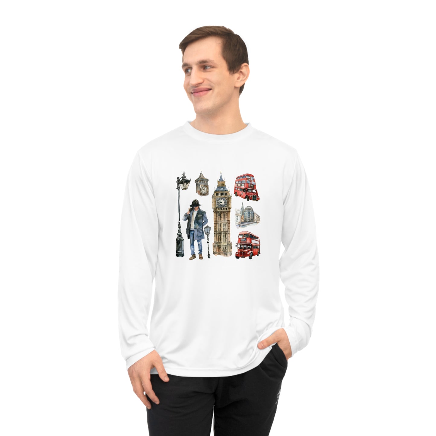 Unisex Performance Long Sleeve Shirt - British Nostalgia - Iconic Symbols of London