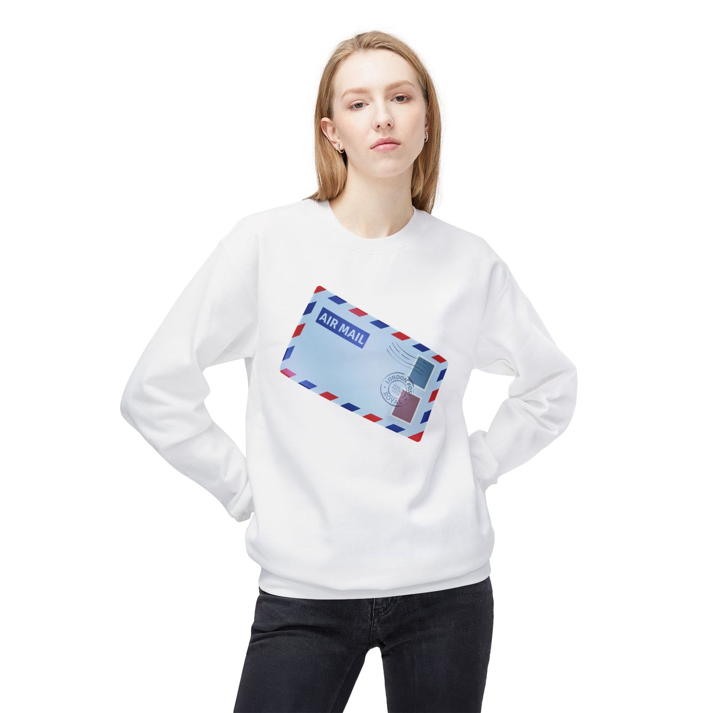 Unisex Midweight Softstyle Fleece Crewneck Sweatshirt - Vintage British Air Mail - Classic Postal Design