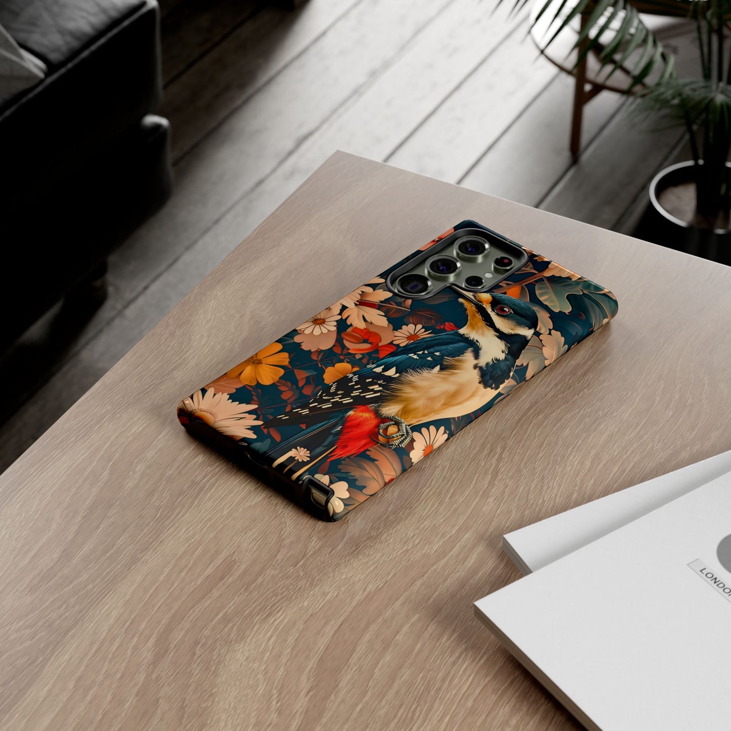 Artistic Bird Phone Case, Unique Tough Cases for Nature Lovers, Floral Design, Cute Gift, Customized Phone Accessories