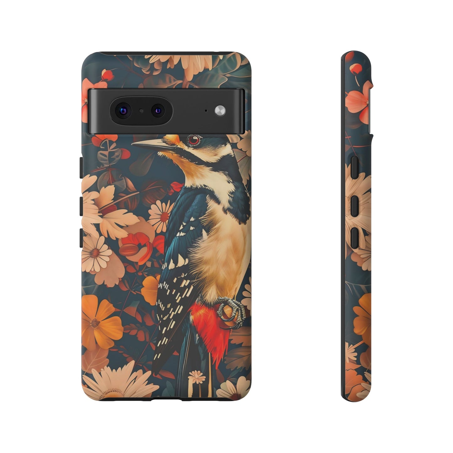 Artistic Bird Phone Case, Unique Tough Cases for Nature Lovers, Floral Design, Cute Gift, Customized Phone Accessories