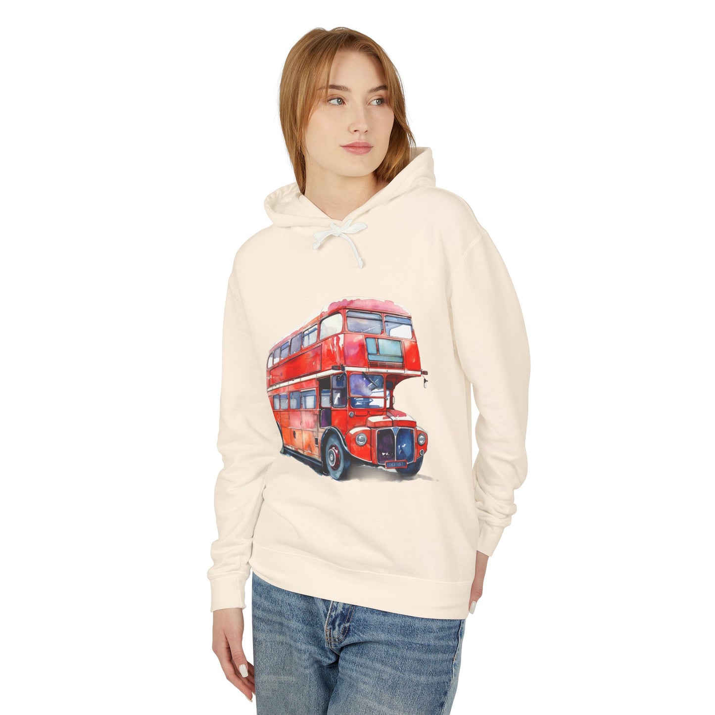 Unisex Lightweight Hooded Sweatshirt - Symbol of the City - The Red Bus of London