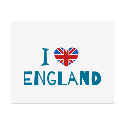 I Love England Rolled Poster - UK Travel Decor, Gift for Britains, Wall Art for Home, London Souvenir, Love England