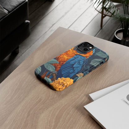 Tropical Parrot Phone Case - Tough Cases, Colorful Phone Cover, Nature Lover Gift, Floral Design, Bird Lover Accessory